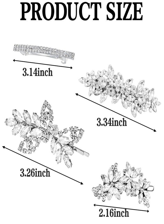 CYUXING 4Pcs Silver Rhinestone Hair Accessories, Wedding Hair Accessories for Women Shiny Clips for Bride, Wedding Crystal Hairpin Decorations Supplies for Graduation Ceremonies - Image 2